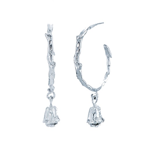 Dangling Rose Branch Earrings (silver)
