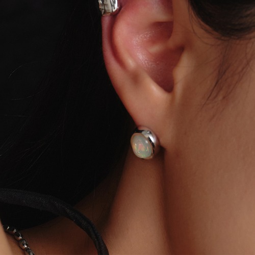 Jelly Opal Stud Earrings_Silver